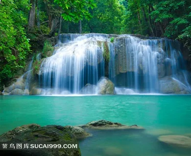 山谷瀑布摄影风景图片
