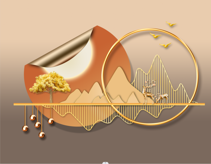 轻奢抽象麋鹿装饰画