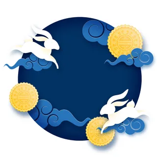 中秋节卡通白兔素材