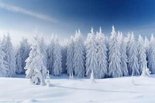 冬天雪景挂满雪的大树摄影图 