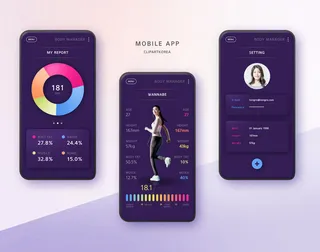 现代科技PSD海报模板APP手机UI界面运动计步器宣传广告设计素材