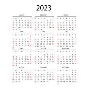 2023年日历白色背景