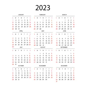 2023年日历白色背景