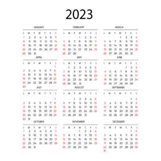 2023年日历白色背景