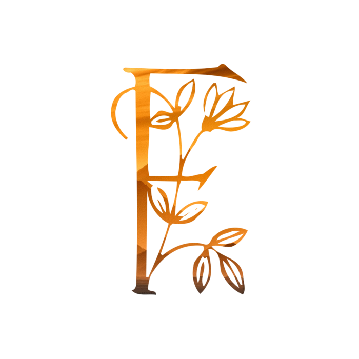 字母F金黄色插画海报