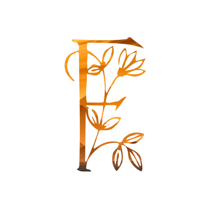 字母F金黄色插画海报
