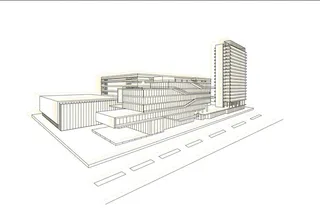 公司大楼线稿矢量图