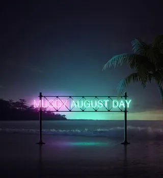 黑夜中的幻彩霓虹灯海报PSD分层素材