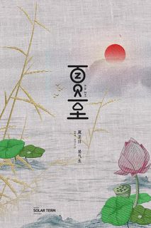 中式刺绣风格二十四节气夏至节气海报