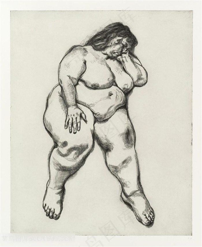 弗洛伊德手绘裸体女性装饰画