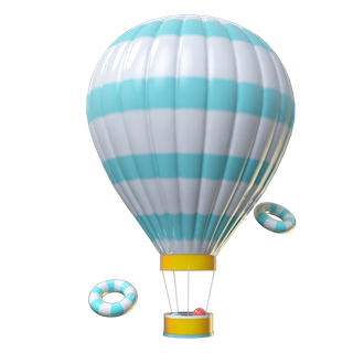 电商漂浮热气球白蓝色