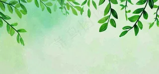 绿色简约绿植绿叶手绘插画笔墨意境