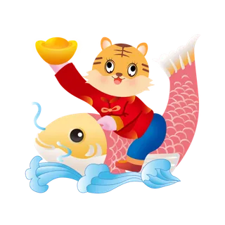 2022虎年卡通老虎形象拜年图案素材图片插图素材