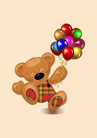 可爱小熊气球彩带