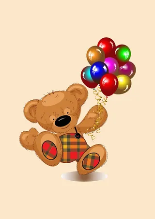 可爱小熊气球彩带