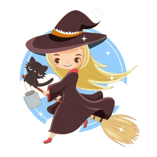 万圣节节日卡通素材小女孩