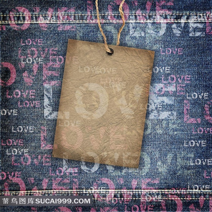 牛仔布上的吊牌图片素材