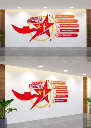 中国式现代化五个特征党建文化墙