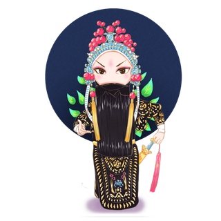 卡通京剧戏剧人物脸谱插画PNG图片 国潮中国风Q版戏剧人物PS素材