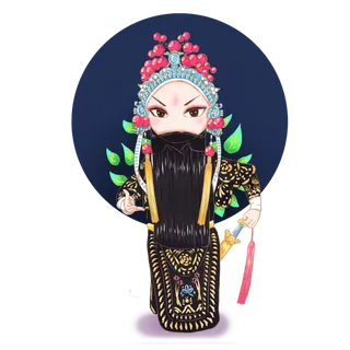 卡通京剧戏剧人物脸谱插画PNG图片 国潮中国风Q版戏剧人物PS素材