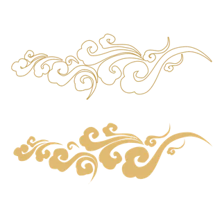 金色祥云手绘免扣png透明素材