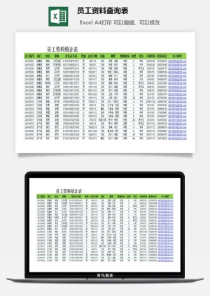 员工资料查询表excel模板