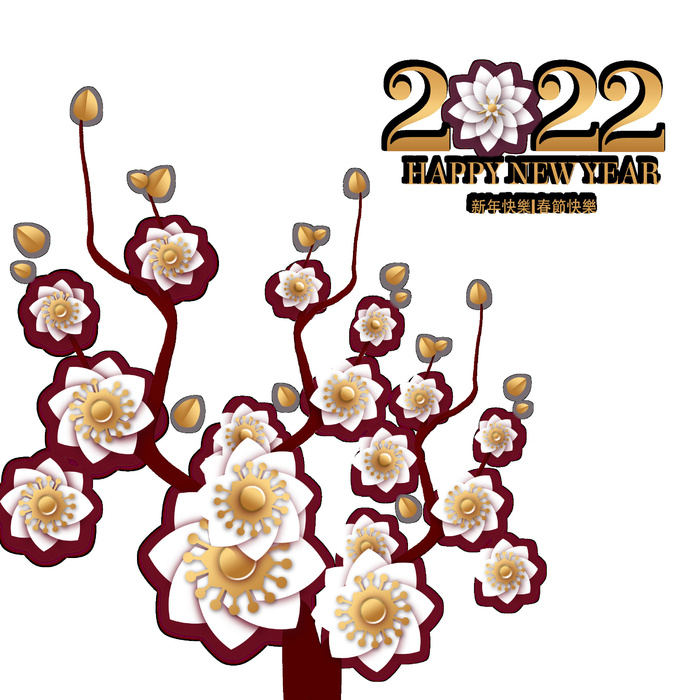 设计桃花装饰新年psd模版下载