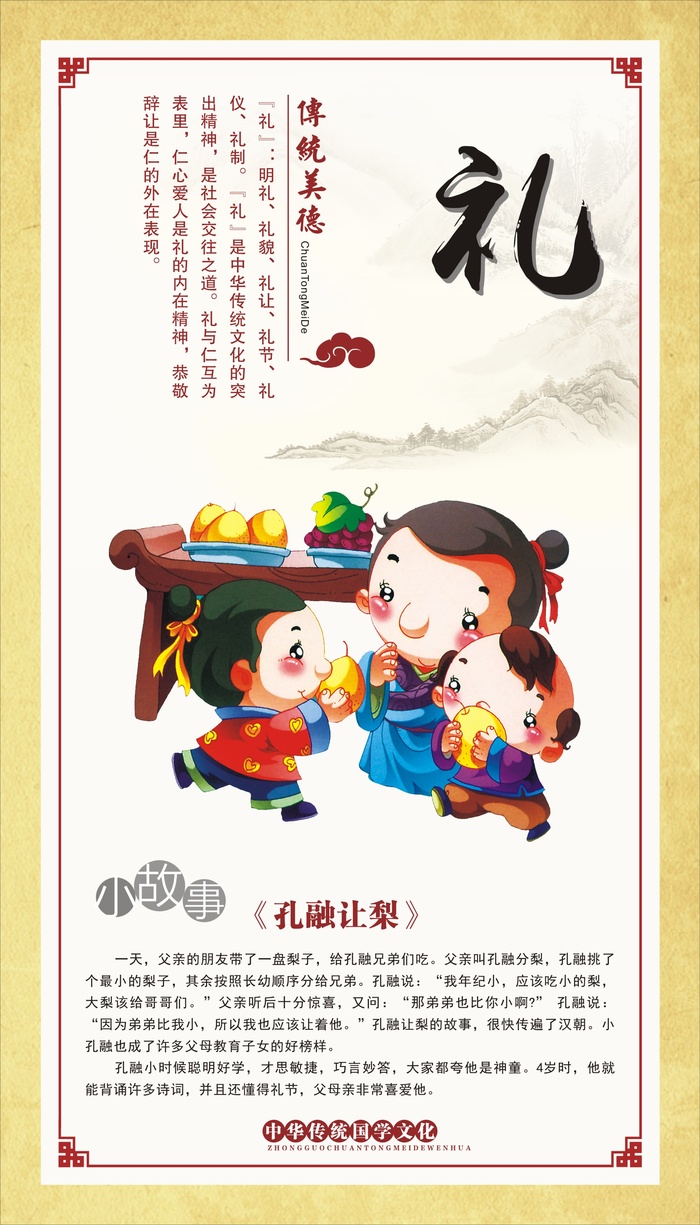 中华传统美德-中华传统国学文化-礼cdr矢量模版下载