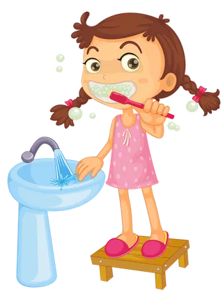 小女孩洗漱