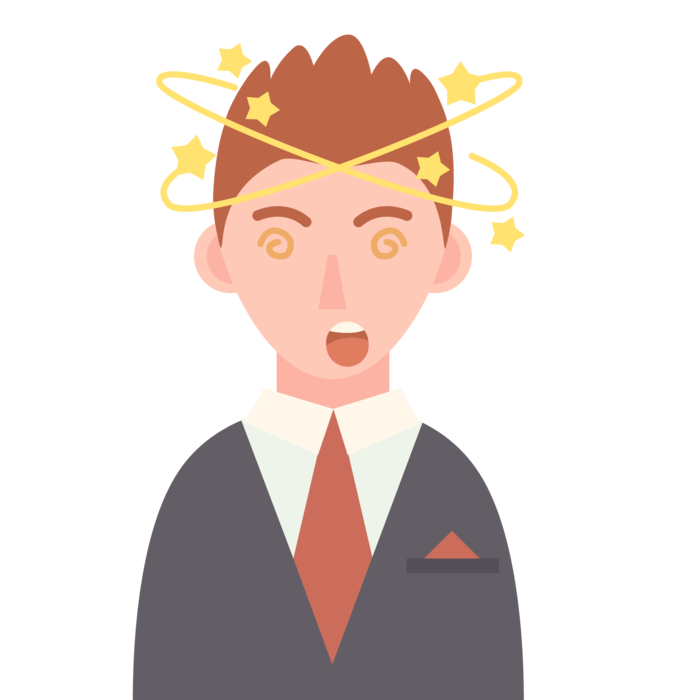 头冒金星的卡通男人单层免抠插图