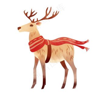 圣诞驯鹿麋鹿动物卡通插画免抠