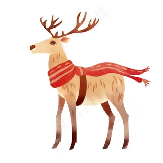 圣诞驯鹿麋鹿动物卡通插画免抠