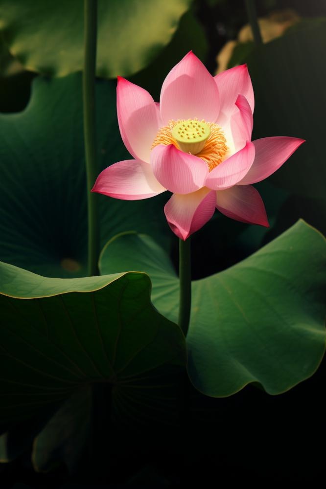 莲花光影暗黑摄影图