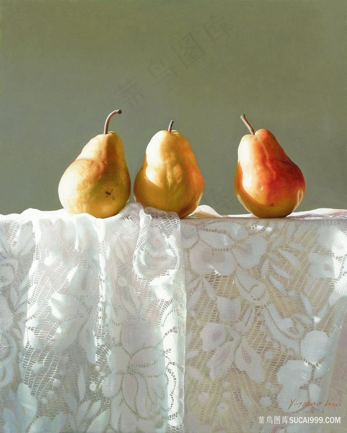 静物水果梨艺术插画