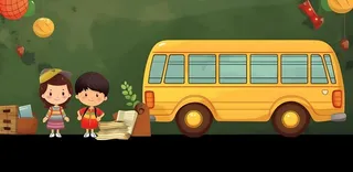 学校校车孩子上学背景