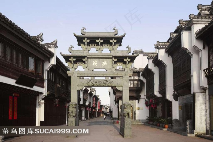 古镇商业街摄影素材
