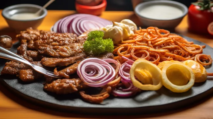 牛排意面美食摄影图(4368x2448)