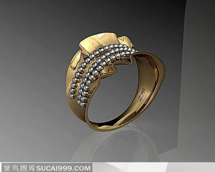 钻石3D效果结婚礼物特色黄金戒指