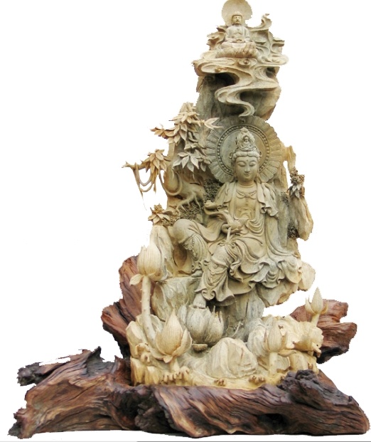 雕塑观音木材素材