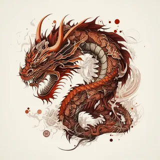 节日生肖龙，插画风格，红色，综合使用