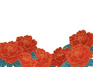 手绘国潮中国风古典牡丹花国花花卉装饰图案PSD设计素材