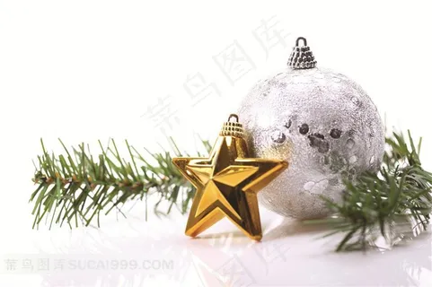 圣诞节耶诞节元素 圣诞树挂饰银色圣诞球