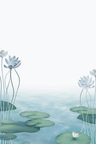 唯美荷花蓝色淡雅简约背景
