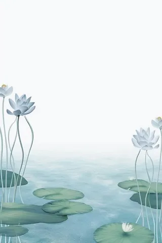 唯美荷花蓝色淡雅简约背景