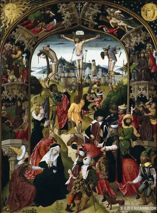 十字架人群油画