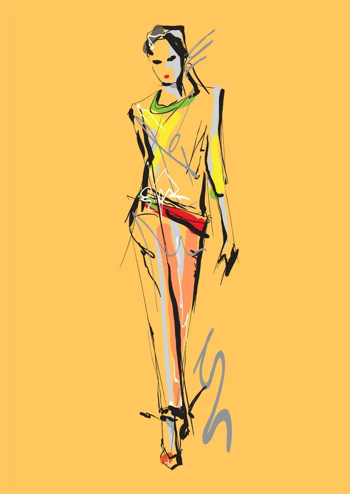 人物简笔插画cdr矢量模版下载