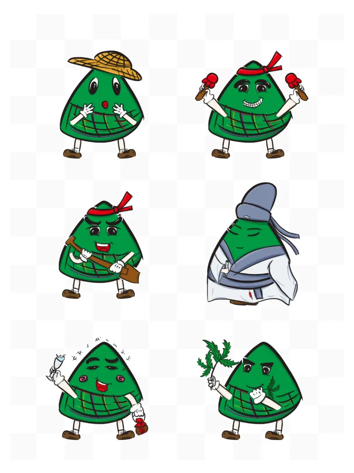 端午节粽子卡通表情元素合集psd模版下载