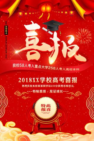 中考高考录取通知喜报荣誉状元榜金榜题名海报PSD设计素材模板