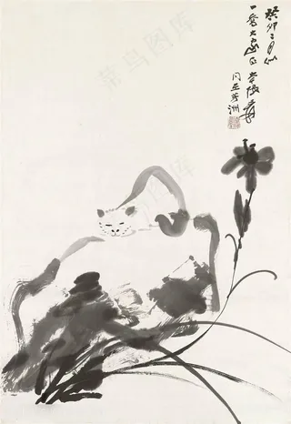 张大千手绘唯美水墨兰花装饰画