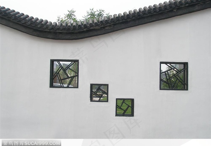 徽派建筑-白墙中的方形窗口